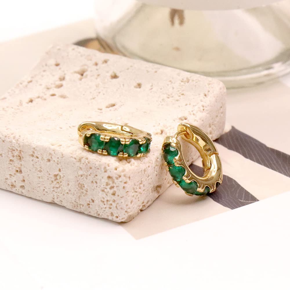 AREUM Earrings and Rings, Jimin Motif, Set of 2, Gold and Green, One-Touch Earrings (Gold and Clear)