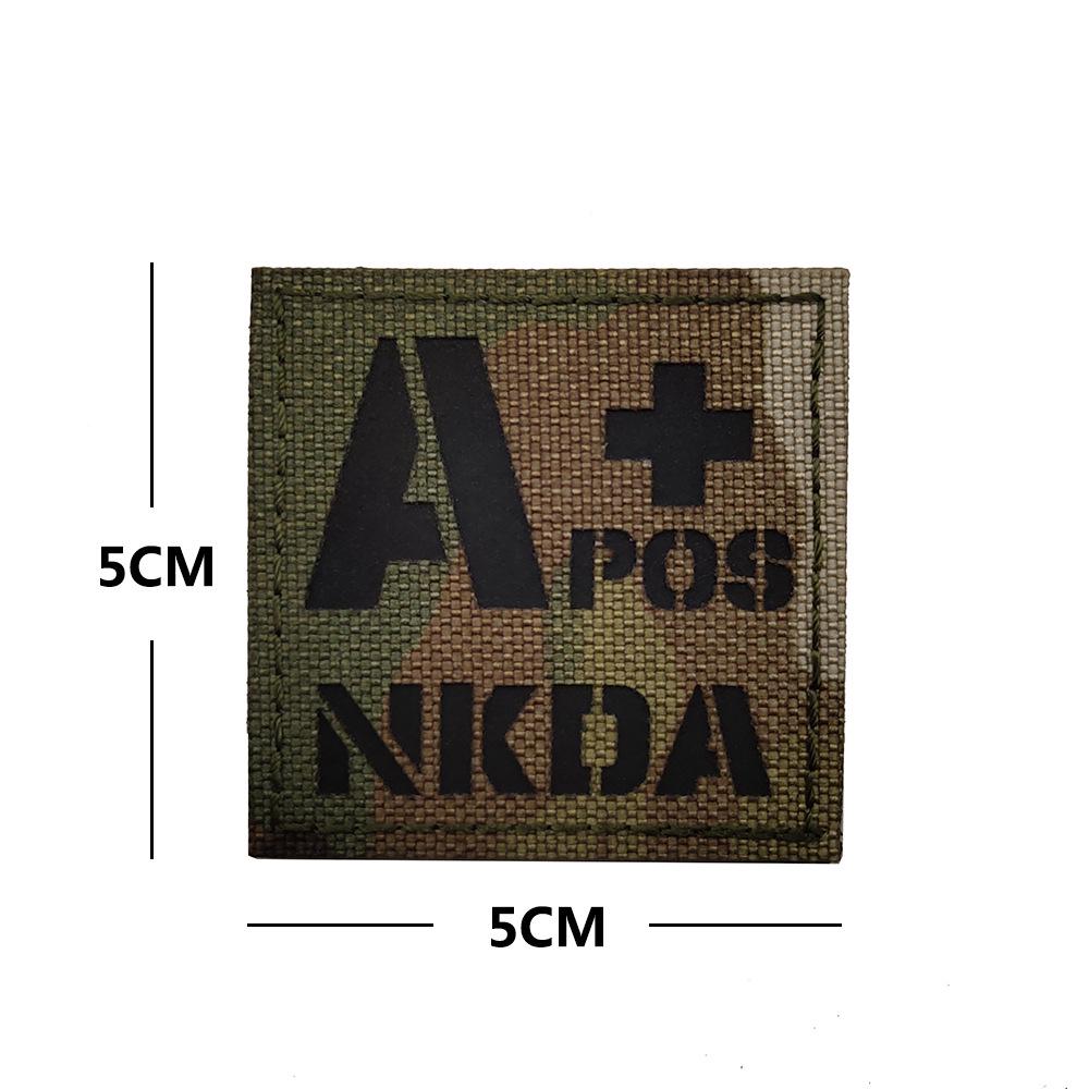Reflective Velcro Morale Patch - IR Badge, Laser-Cut Blood Type, NKDA Tactical Rescue for Armband or Backpack.
