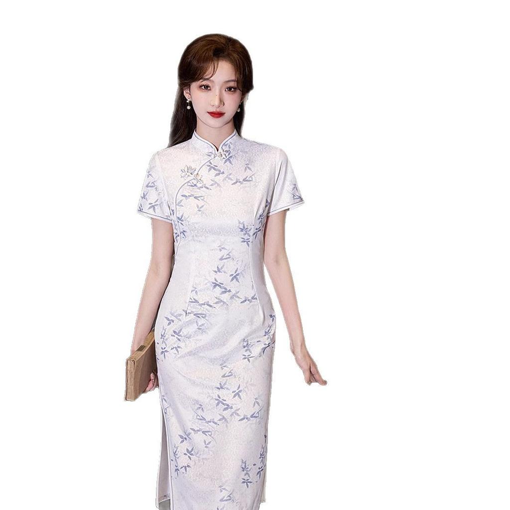 Improved cheongsam 1011 spring and summer new temperament high-end young girl beautiful dress gentle white daily