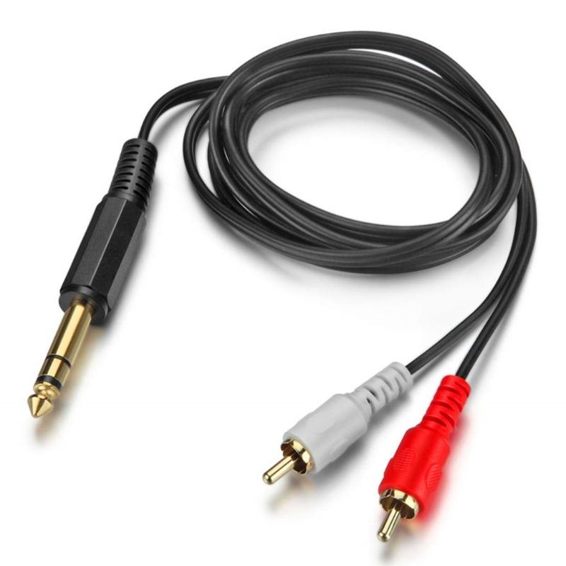 

1/4 Insert Cord, 6.35mm TRS Male to Double RCA-Audio Y-splitter Cable, 1/4-Inch Stereo- to 2xRCA Gold-plated Connector 1