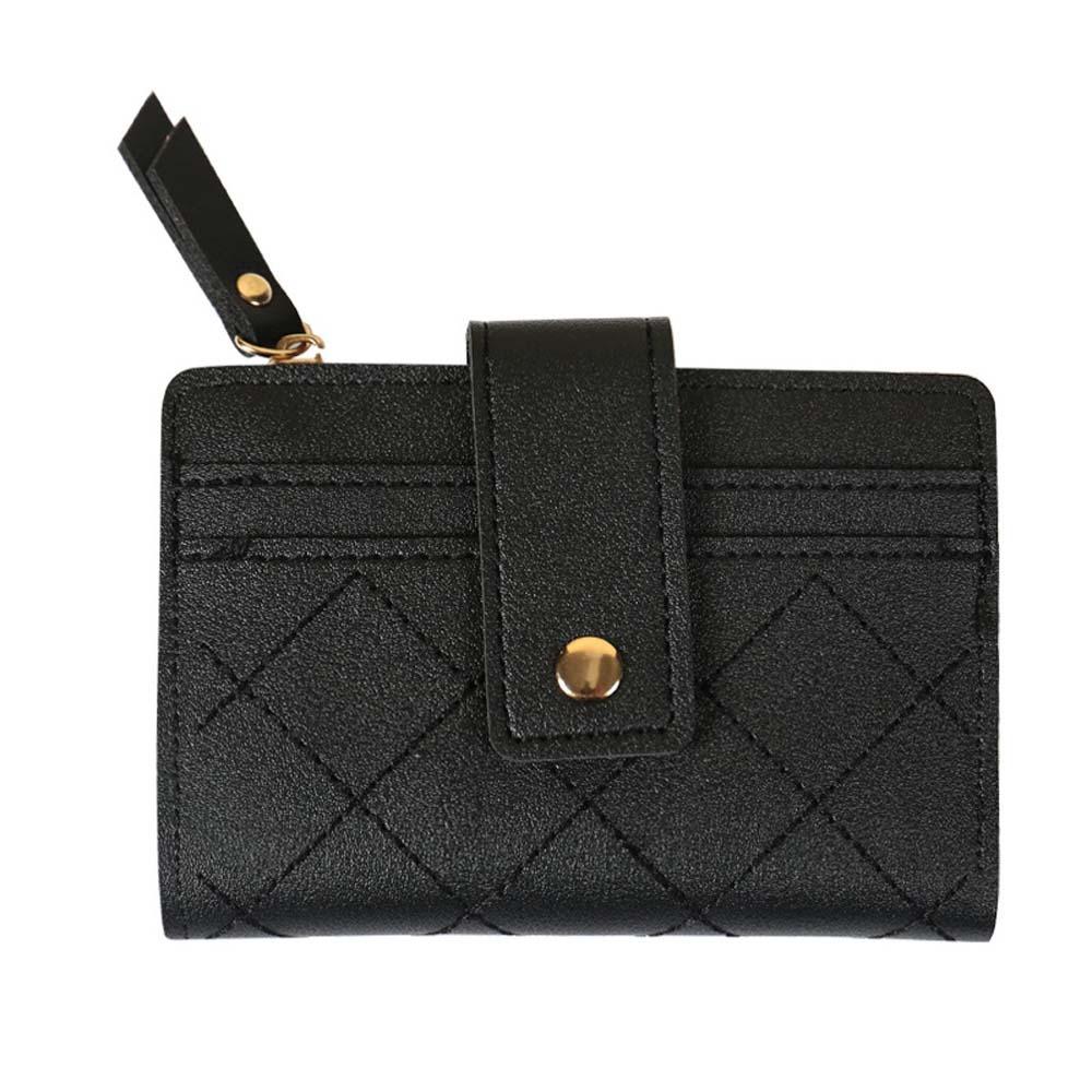 

Transparent Women Lingge Wallet Portable Lady Short PU Purses Solid Color Card Bag Business чорний