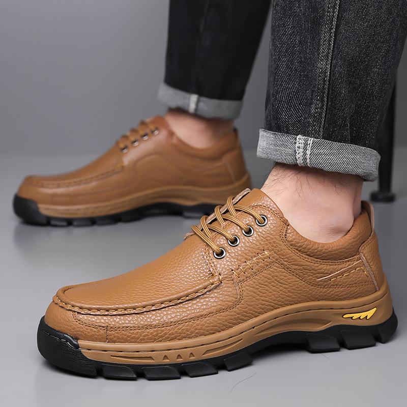 Fashion Men's Casual Cow Leather Outdoor Hiking Shoes Spring Autumn New Designer Platform Shoes Male Lace Fashion Loafers for Men