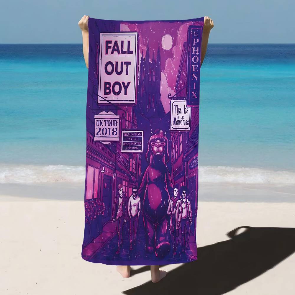 Fall Out Boy Band Microfiber Printed Beach Towel Mountain Climbing Yoga Beach Swimming Running Absorbent Soft Towel