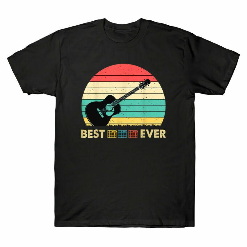 Shirt Fathers Dad Vintage Day Best Retro Guitar Tshirt Shirt Ever Cotton Music S