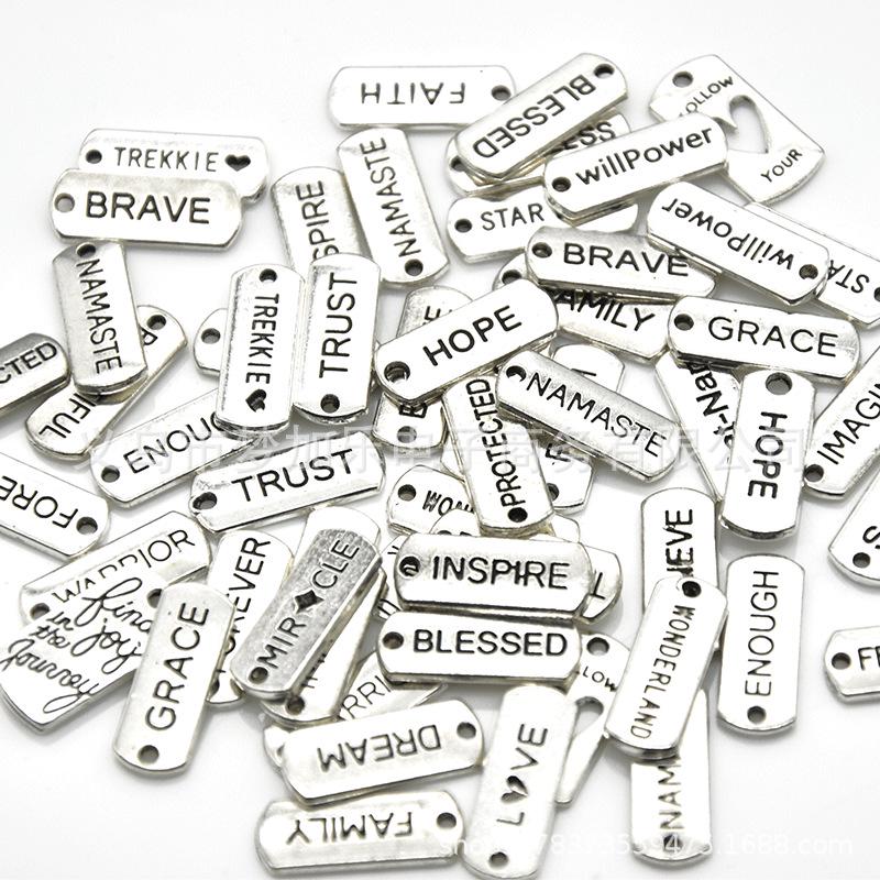 DIY Vintage Gold Inspirational Word Tag Pendant for Jewelry Making