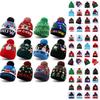 Cozy Acrylic Knitted Christmas Beanie Hat With Led Lights For Winter Fashion