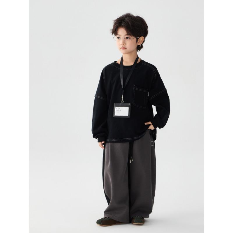 Kids Casual Loose Long Sleeve Solid Cotton Bottoming T Shirt For Boys And Girls
