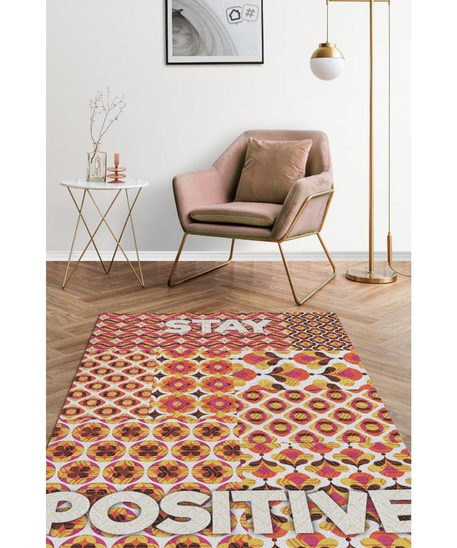 

Be Positive Washable Non-Slip Decorative Home Rug With Cotton Woven Base