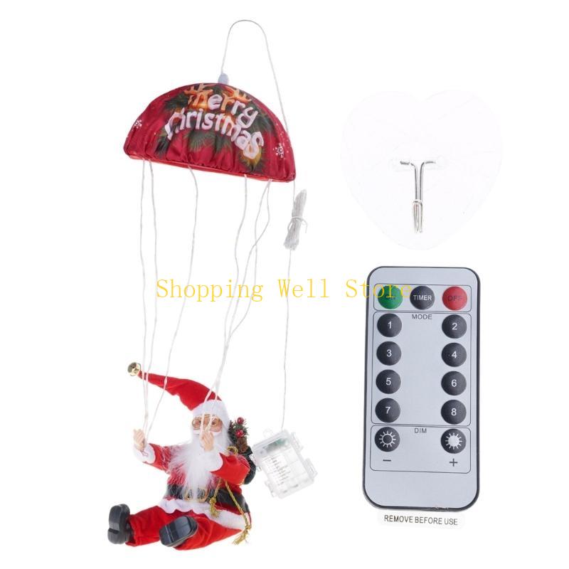 KX4B Efficient LED Santa Parachute Light Outdoor Indoor Christmas Tree Decoration