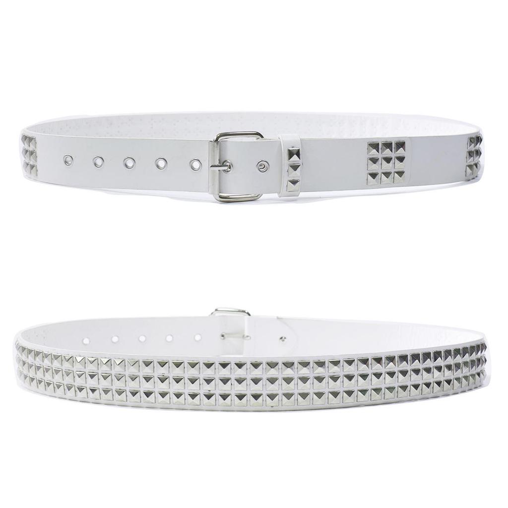 Unisex Square Bead Punk Style Stainless Steel Rivet Hip Hop Belt for Jeans
