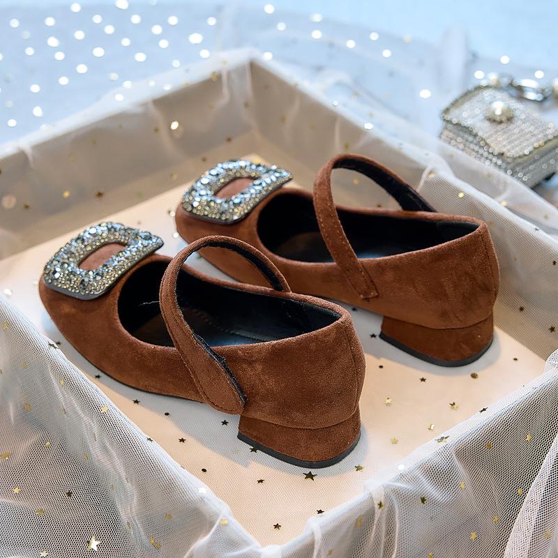 2026New girls' high-heeled princess shoes, spring and autumn children's leather shoes to match dresses, little girls' Mary Jane square-toed single