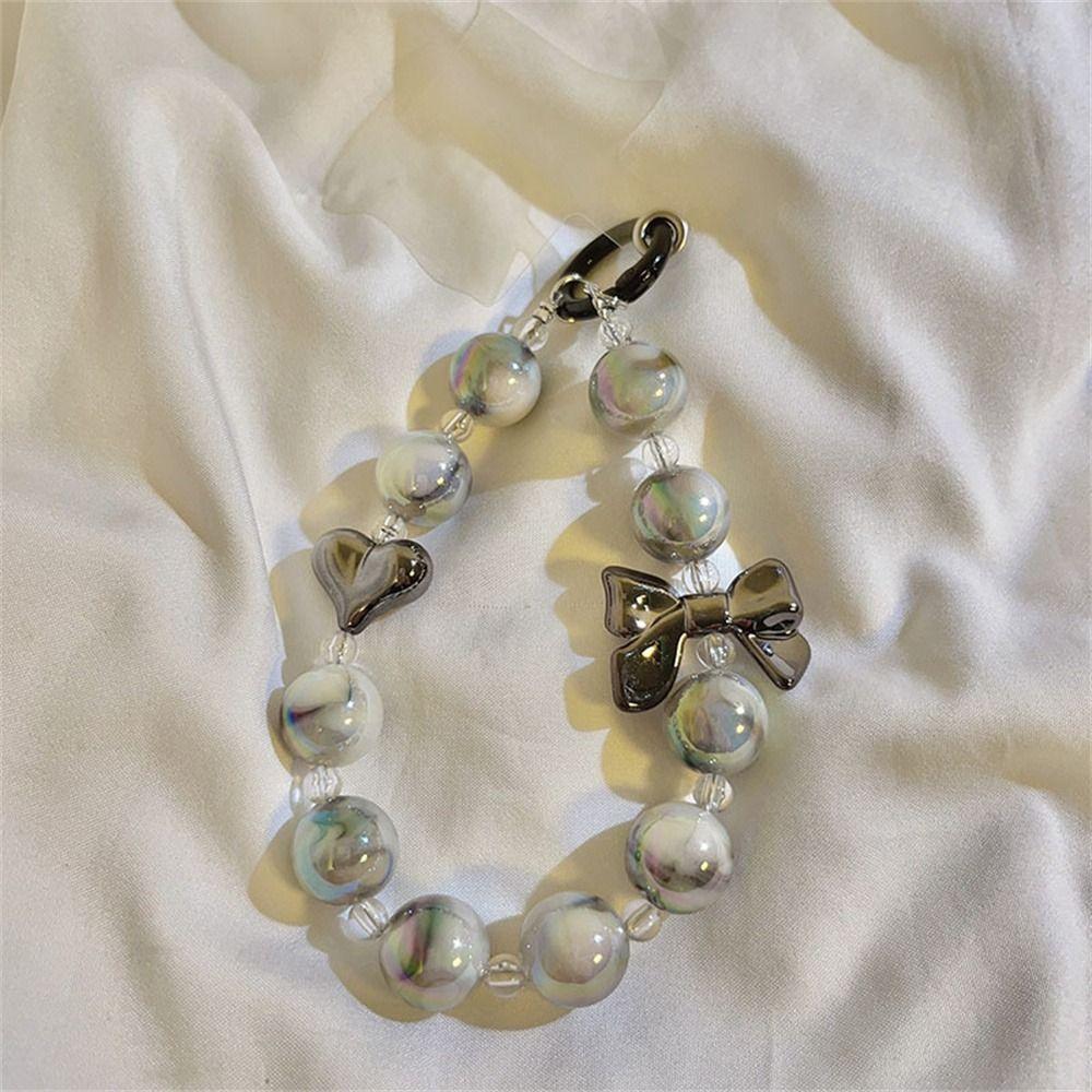 

Cartoon Bear Mobile Phone Lanyard Love Beads Short Style Beads Phone Chain Pendant Handmade Cellphone Strap Phone Charm