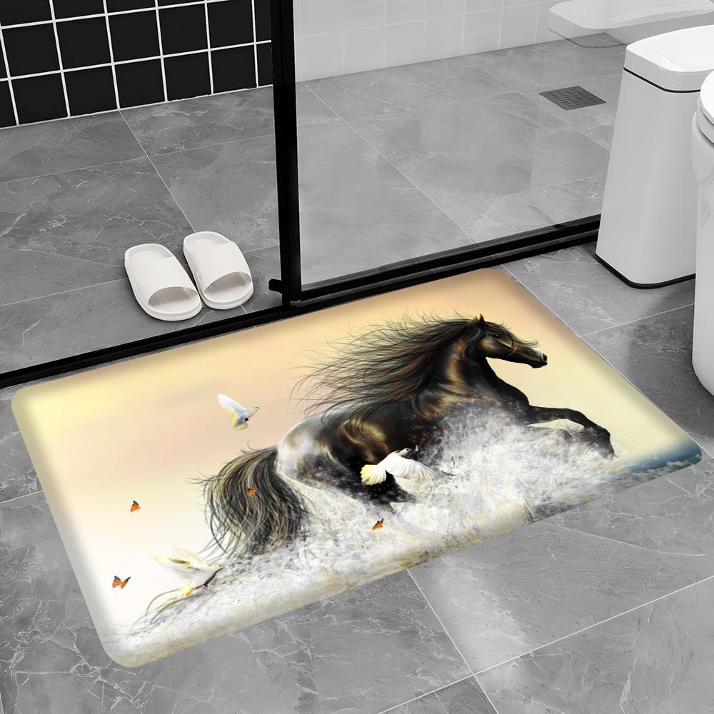 Horse Kitchen Mat Nordic Style Bedroom Living Room Doormat Home Balcony Anti-Slip Welcome Rug