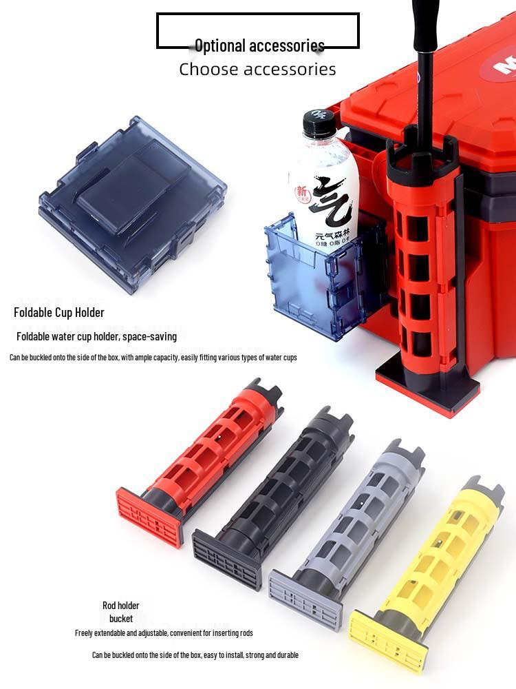 Aimeida MW 20L Multi-functional Fishing Tackle Box: Stand/Sit, Rod Holder, Sea Fishing Tool.