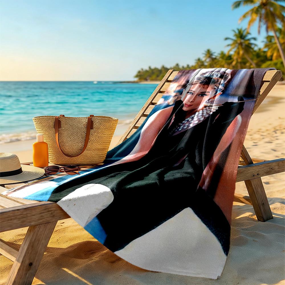 Asciugamano da Spiaggia Audrey Hepburn Super Morbido Microfibra Tessuto Asciugatura Rapida Comodo Leggero Adatto per Nuoto, Palestra, Campeggio, Yoga Vacanza