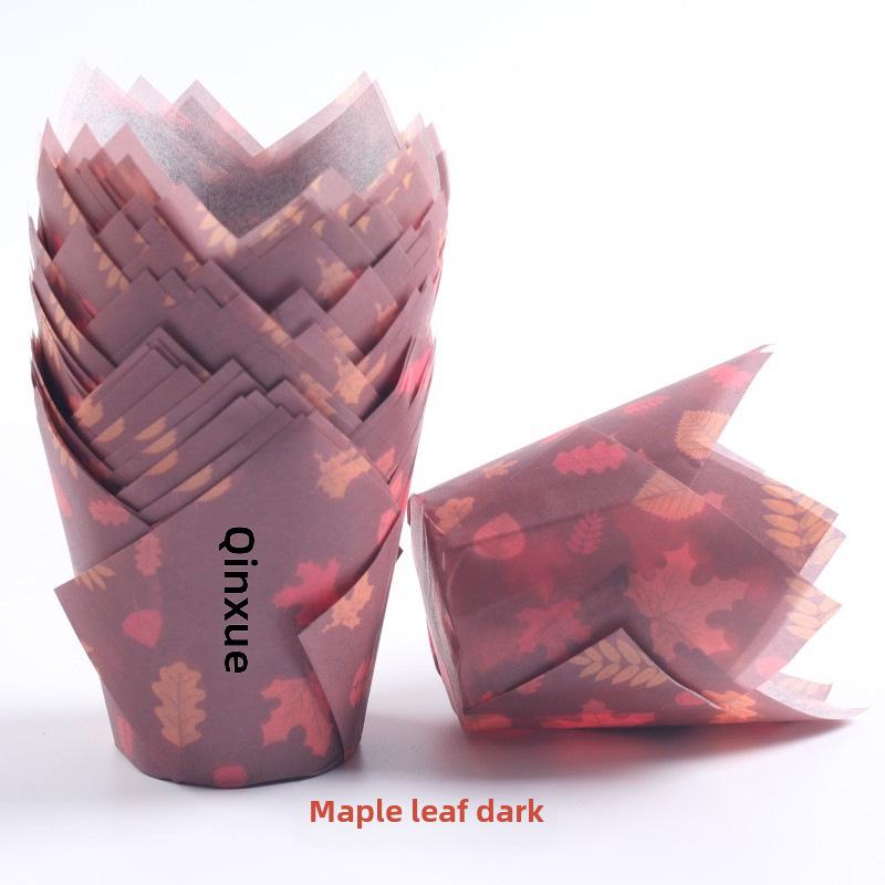 Mehrfarbige Flammen Hochtemperatur Ölfest Tulpenförmige Cupcake-Förmchen