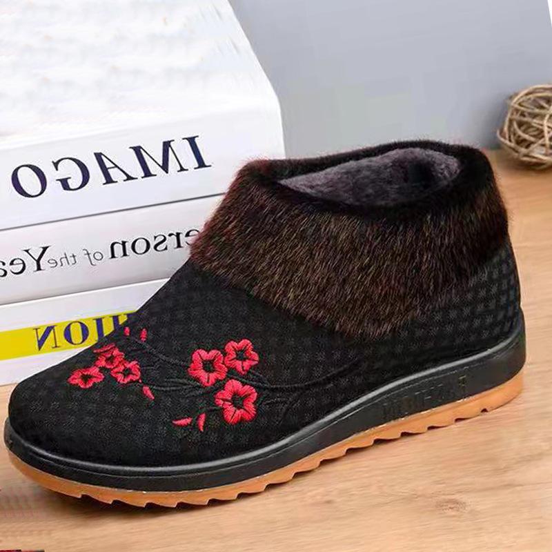 Fashion Women Round Toe Warm Boots Winter Velvet Thickening Middle-aged Elderly Ankle Boots 2024 Leisure Warm Non-slip Grandma Snow Boot