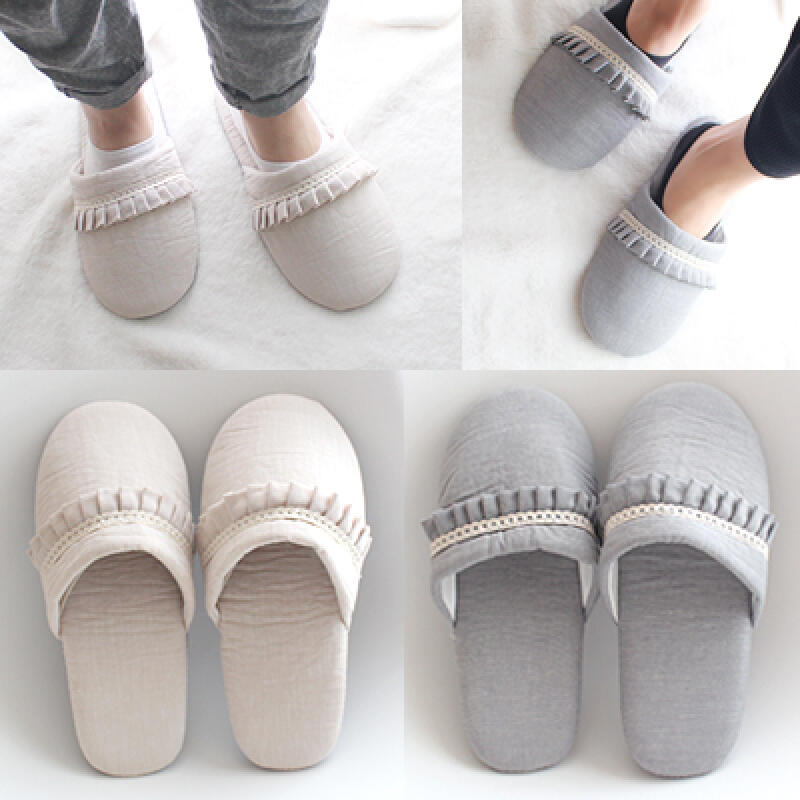 Linen frill slippers Linen Frill Gray