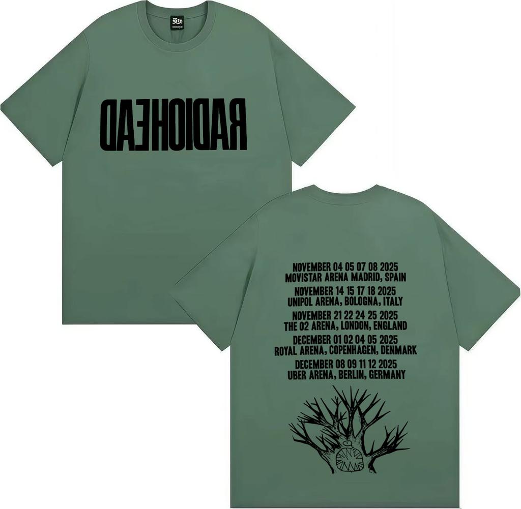 Radiohead Tour 2025 Merch Gothic T Shirt Mens Women Fashion High Quality Harajuku Summer Oversized Cotton Loose Tees Streetwear