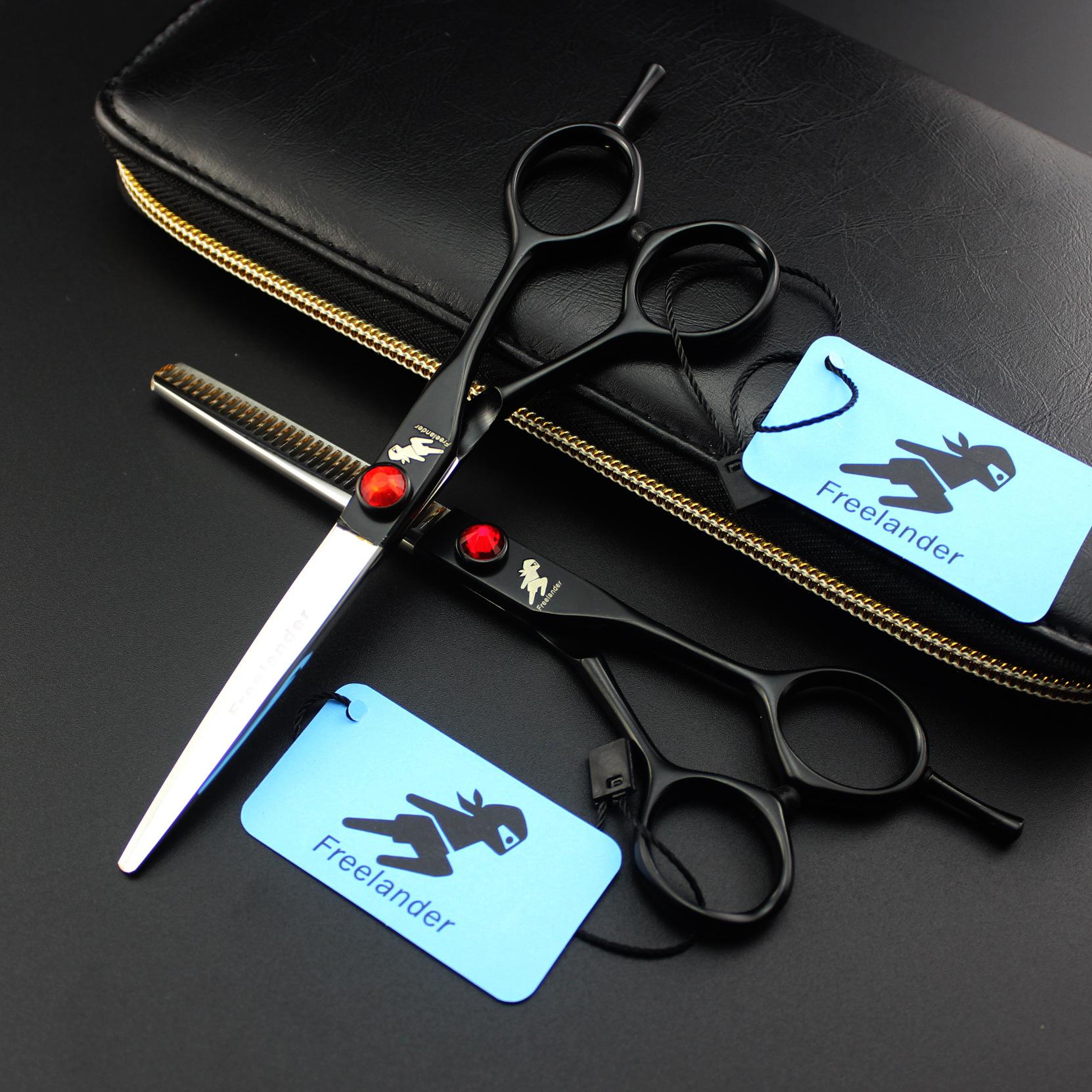 6.0 Inch Black Handle Ruby Hair Scissors, Hair Scissors, Flat Scissors, Bangs Scissors, Tooth Scissors, Thin 6.0inch flat scissors