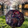 Custom Name Personalized Horror Theme Chucky Print Umbrella, Auto Open Close, 8‑Rib Sturdy Frame, Commute Camping Hiking Use, Birthday Gift