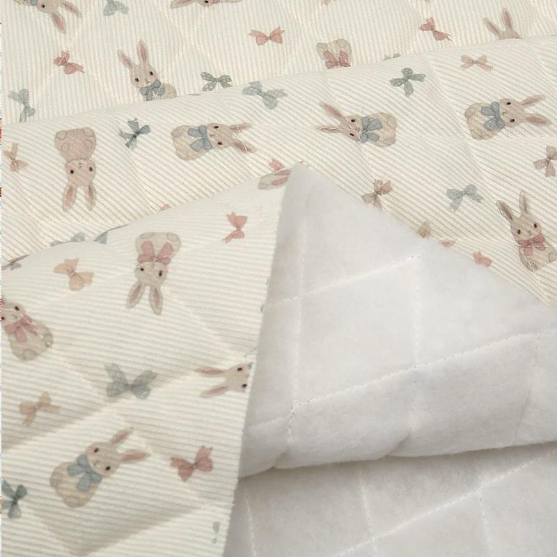 0.5m/1m/2m Thicken Corduroy Quilted Cotton Fabric Small Bear Printed for Sewing Jackets Handmade DIY Children's Clothing Fabric