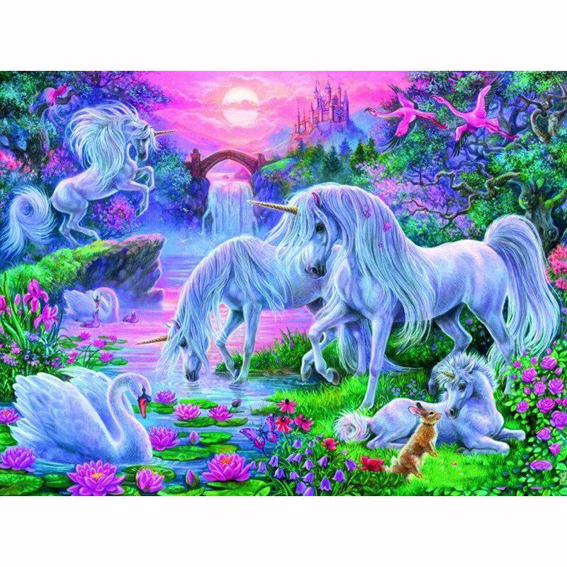 5D DIY Full Drill Diamond Painting Dragon Animal Picture of Rhinestone Diamond Embroidery Cartoon Woman Witch Cross Stitch Handmade Gift