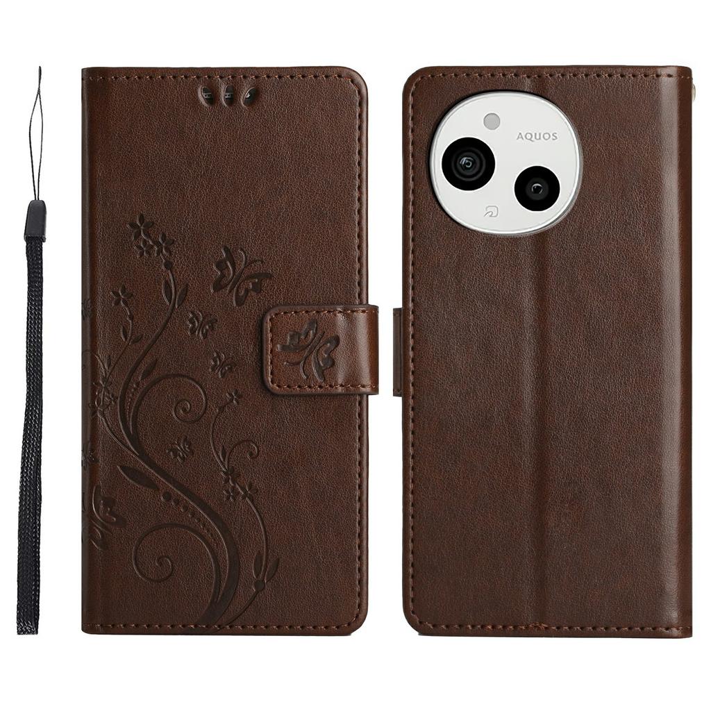 For Sharp Aquos Sense 9 Case PU Leather Phone Wallet Cover with Strap