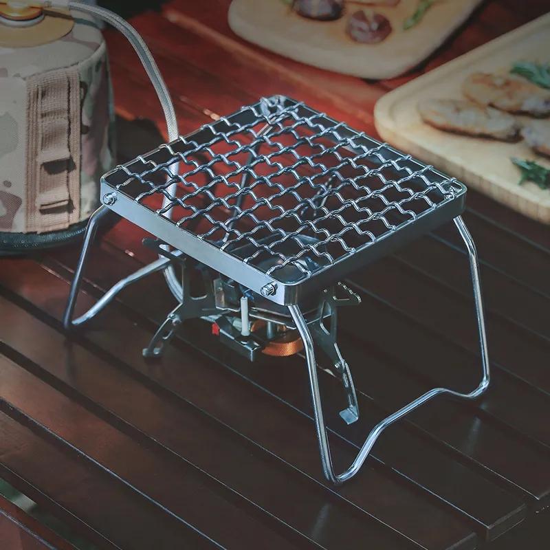 Folding Campfire Grill Easy to Carry Stainless Steel Camping Grill Grate Gas Stove Stand Multifunctional Outside Wood Stove St Practical Use