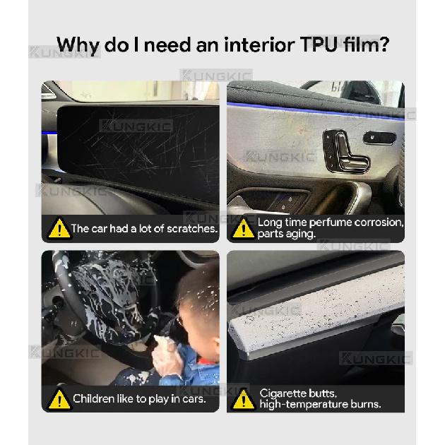Interior Protective Film for Benz A-Class Amg A35 A45 2024 2025 Navigation Screen Gearbox Anti-Scratch Protection Sticker LHD