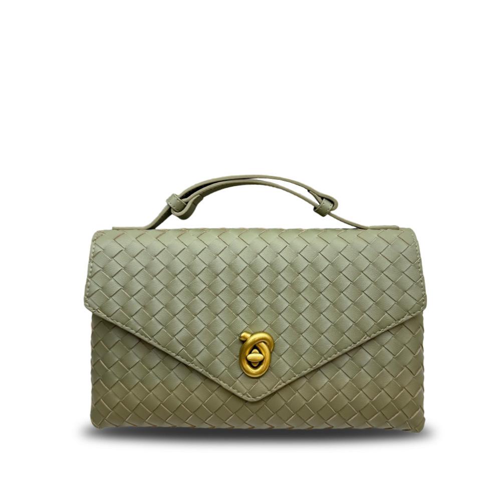 Cross Border Neue gestrickte kleine quadratische Box-Damentasche aus Leder Modetrendschloss Große Kapazität Handheld-Umhängetasche