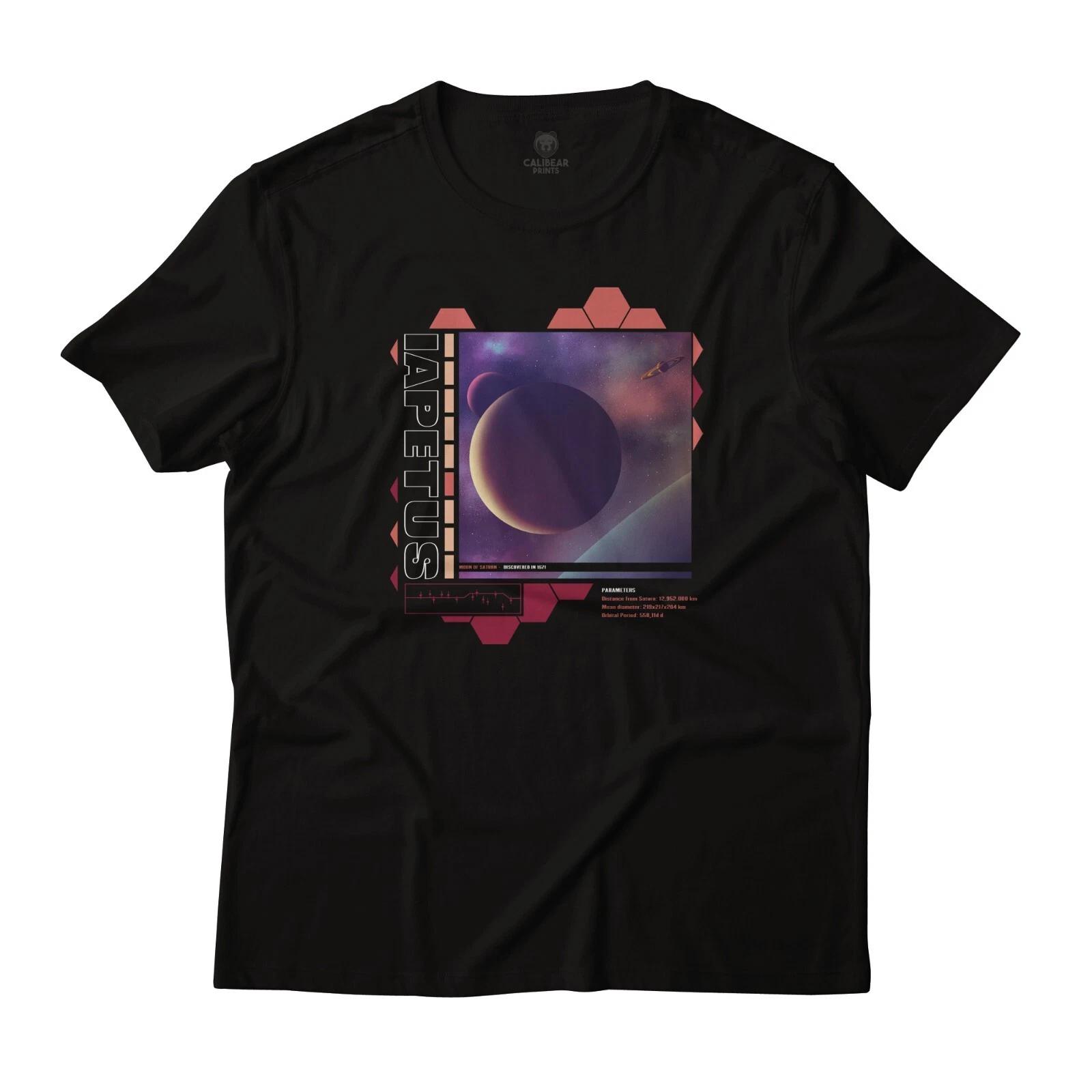 Iapetus Saturn s Moon Art Aesthetic Graphic T-T-Shirt Lightweight Cotton 2XL