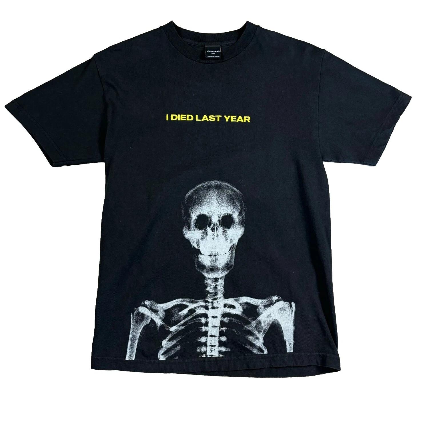 

Skull Skeleton Shirt Mens Small I Died Last Year Black Embroidered Louis Dead 3XL