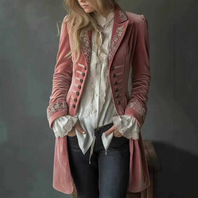 Womens Long Sleeve Solid Color Velvet Patchwork Coat 2026 Elegant Casual Outerwear
