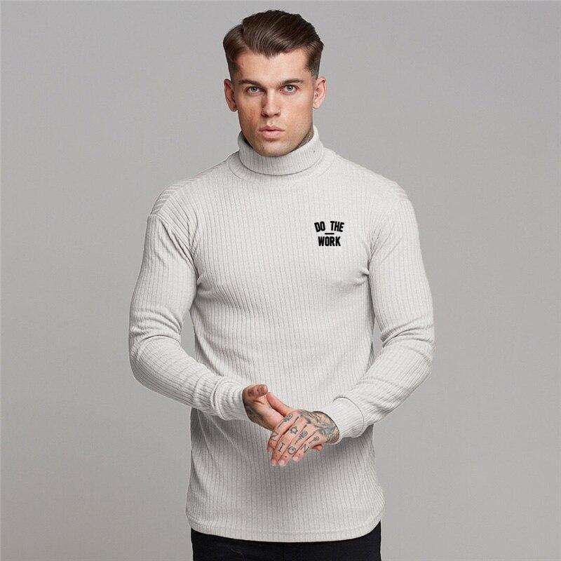 

Модная осенняя футболка с длинными рукавами, мужская трендовая повседневная рубашка со средним воротником, спортивная верхняя одежда с полувысоким воротником L белый