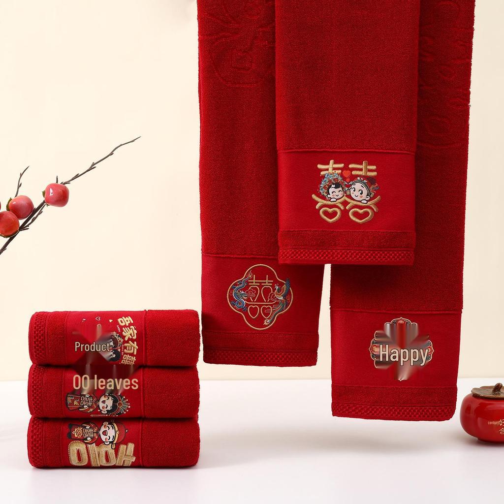 Bridal Dowry Soft Red Towels - Absorbent Face Towels for Weddings & Gifts