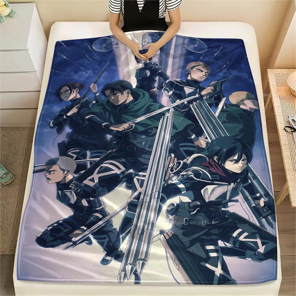 1PC Attack On Titan Print Flannel Blanket, High Quality All Seasons, Home Decor, Warmth and Comfort, Perfect for Christmas Gifts