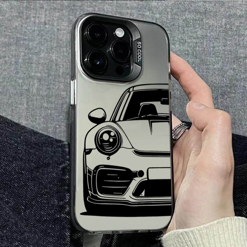 Vintage Trend Trendy Sports Car Mirror Shockproof Phone Case For IPhone 17 17E 16 15 14 13 12 11 Pro Max