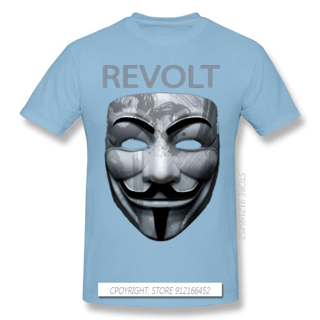 Revolt V Mask T-Shirt Anonyme Hackerorganisation Video Black Lives Matter Druck T-Shirt Sommer Groß T-Shirts