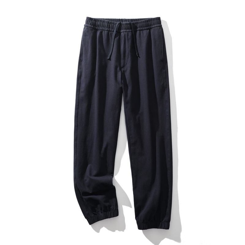 Japanese Retro Heavy-Duty Washed Pure Cotton Jogger Casual Pants for Men, Spring and Autumn Elastic Waist Pants, Export Men's Long Pants