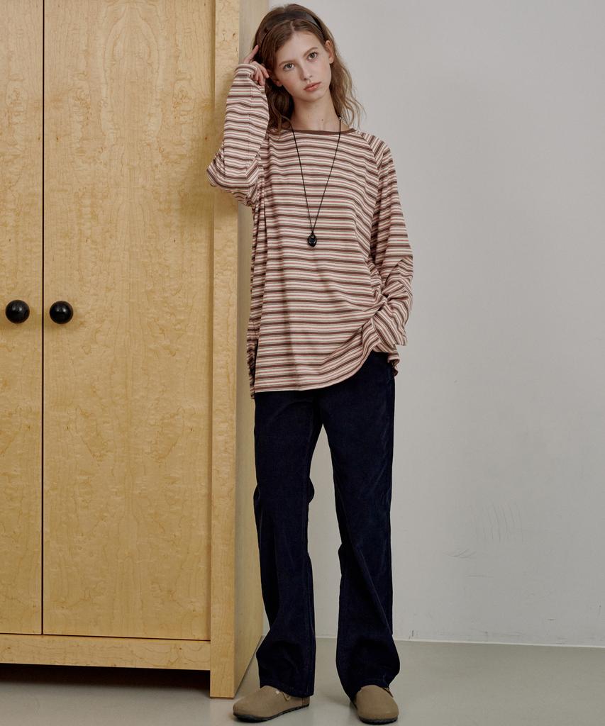 LOSSYROW Soft Stripe Long Sleeve Brown