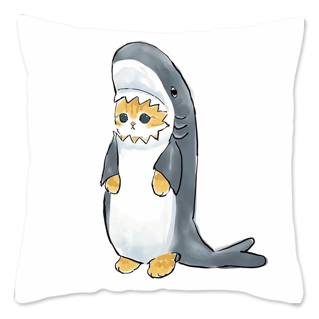 Luxury Home Decor Pillowcase Cat Shark Creative Pattern Cushion Cover Living Room Sofa Cushion Cover