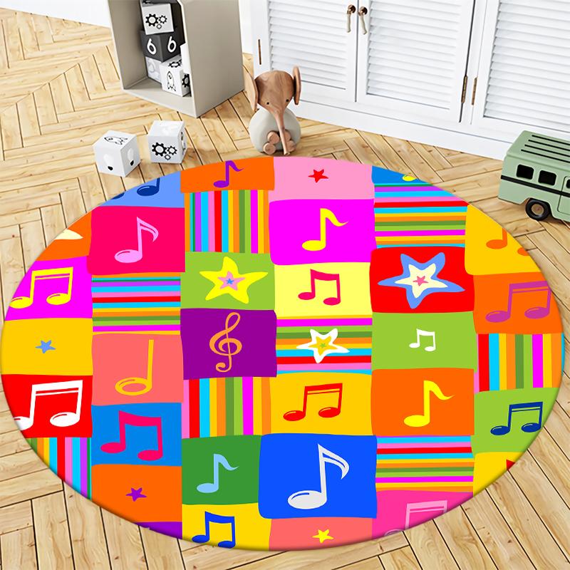 Alfombra redonda de franela con música, alfombras decorativas para sala de estar, alfombras decorativas de lujo para dormitorio, alfombra lavable para salón, alfombra antideslizante
