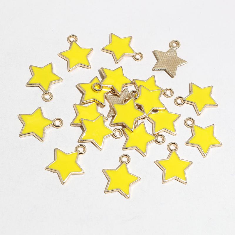 50pcs 14x12mm Enamel Star Charms Pendant Alloy Metal DIY Jewelry Making Accessories Findings for Earrings Necklace Bracelet
