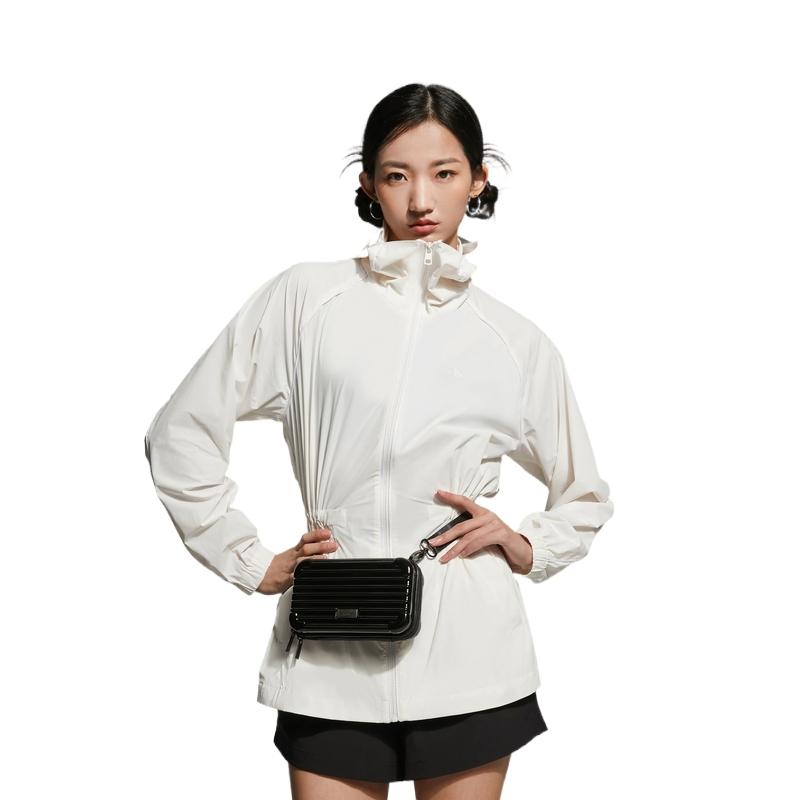 Calvin Klein Sun Protection Quick-Dry Solid Color Hooded Zip-Up Long Sleeve Jacket Women jackets Vintage-White J222367YBH