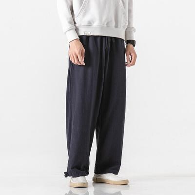 2025 Men Linen Pants Summer Japanese Casual Streetwear Harajuku Cotton Baggy Pants Male Solid Color Oversized Bloomers Trousers