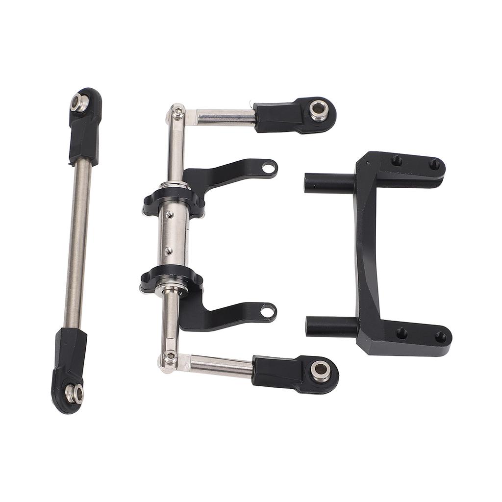 1 10 RC Servo Mount with Hydraulic Steering Link Aluminum Alloy Lightweight Adjustable Damping for SCX10 Models Black