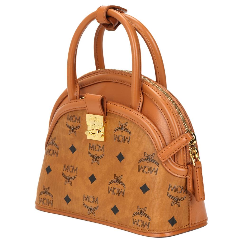 MCM Coated Canvas With Leather Trim Shoulder Bag, Crossbody Bag, Handbag Small Women's Brown & Cognac MWTCAXT02CO001