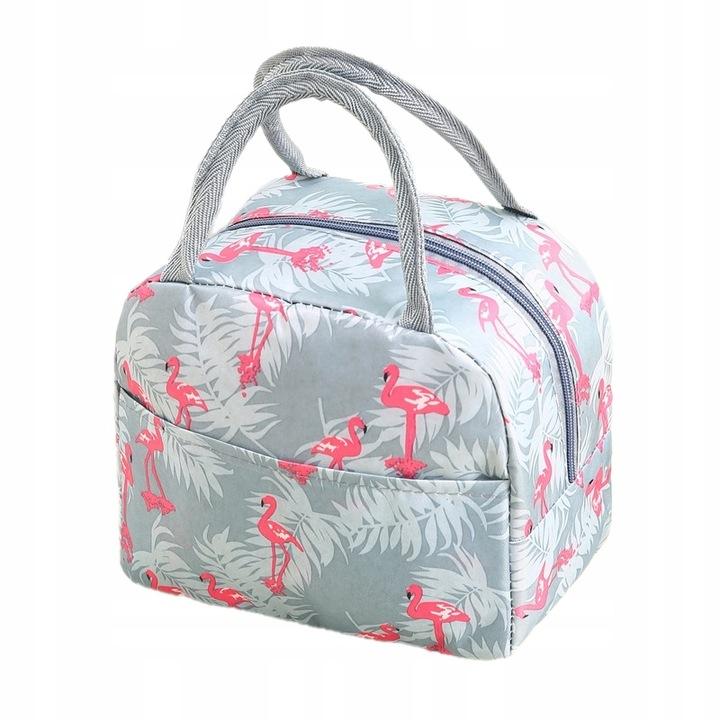 Torebka Termiczna Lunch Box Piknik Izolowana Na Jedzenie Granatowa Jodełka