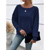 Autumn/Winter Comfortable Casual Solid Color Sweaters Long Sleeve Round Collar Splicing Head Pullover Loose Female Tops